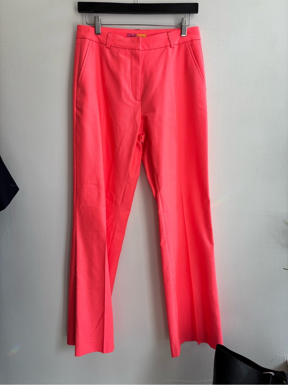 Vilagallo Neon Coral Wide-Leg Dress Pants